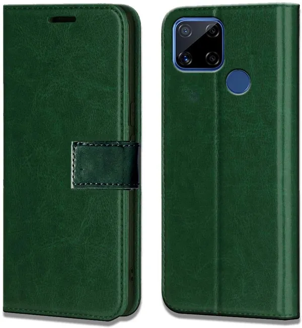 Green_Leather_Realme_C12_Flip_Cover