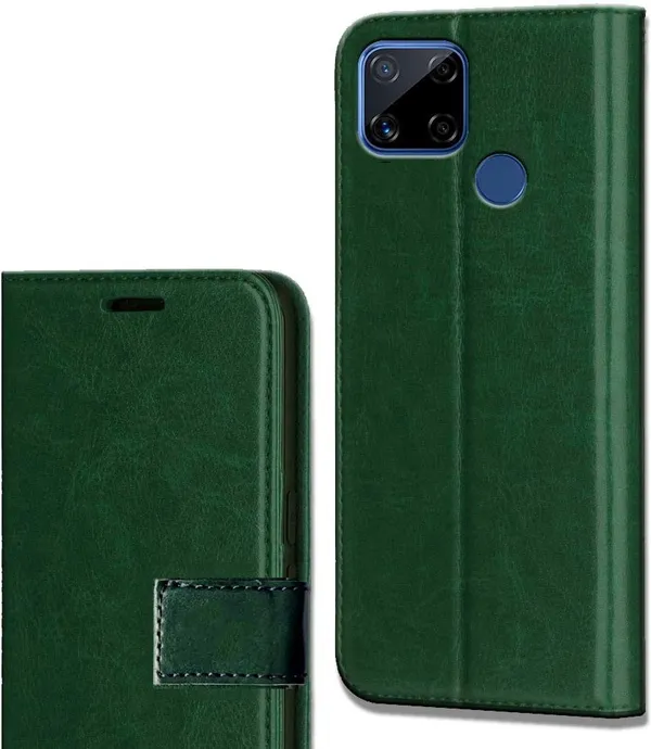 Green_Leather_Realme_C12_Flip_Cover