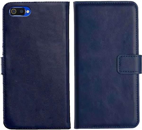 Blue_Leather_Oppo_Realme_C2_Flip_Cover