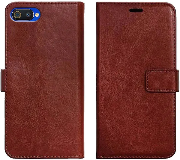 Brown_Leather_Oppo_Realme_C2_Flip_Cover