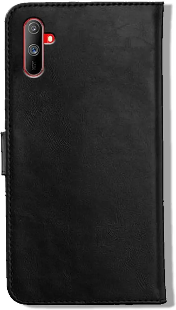 Black_Leather_Realme_C3_Flip_Cover