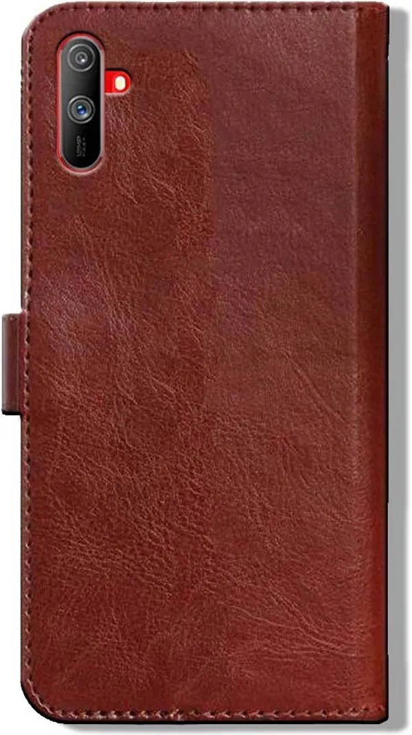 Brown_Leather_Realme_C3_Flip_Cover