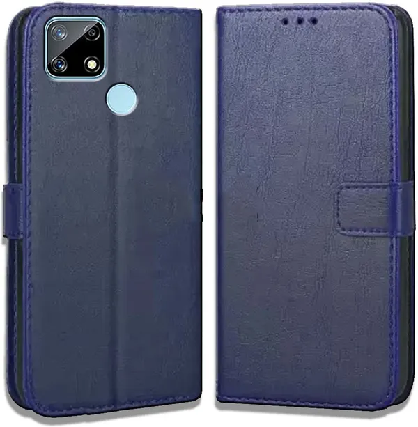 Blue_Leather_Realme_Narzo_20_Flip_Cover