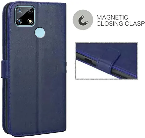 Blue_Leather_Realme_Narzo_20_Flip_Cover