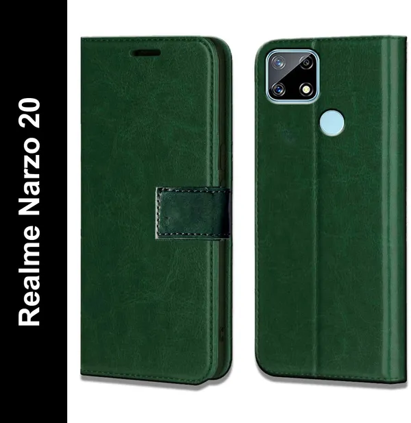 Green_Leather_Realme_Narzo_20_Flip_Cover