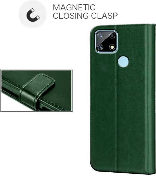 Green_Leather_Realme_Narzo_20_Flip_Cover