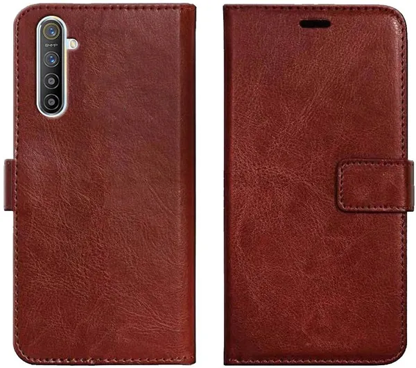 Brown_Leather_Oppo_Realme_X2_Flip_Cover
