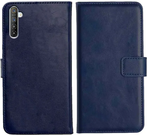 Blue_Leather_Oppo_Realme_XT_Flip_Cover