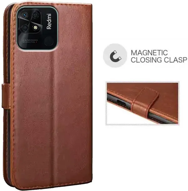 Brown_Artificial_Leather_Redmi_10_(2022)_Back_Cover