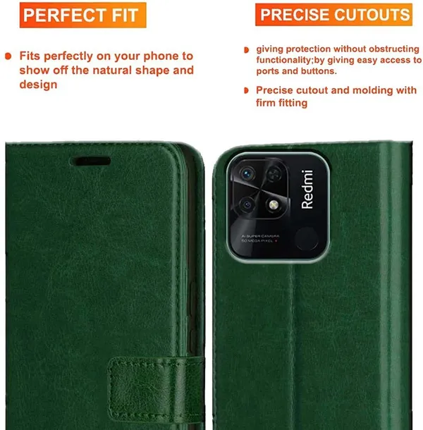 Green_Artificial_Leather_Redmi_10_(2022)_Back_Cover