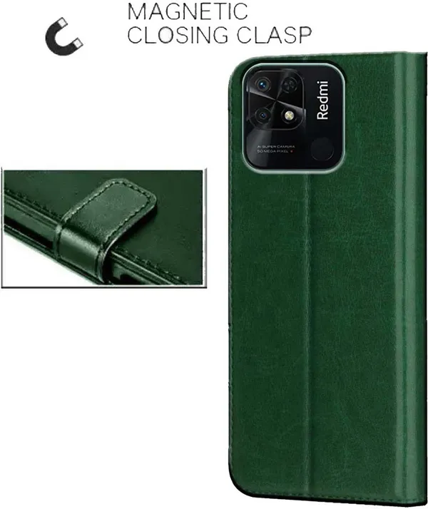 Green_Artificial_Leather_Redmi_10_(2022)_Back_Cover