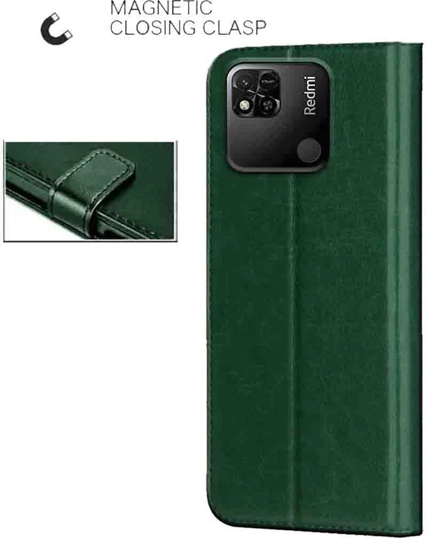 Green_Artificial_Leather_Redmi_10A_Back_Cover