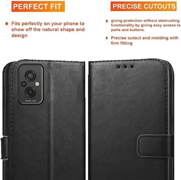Black_Artificial_Leather_Redmi_11_Prime_4G_Back_Cover
