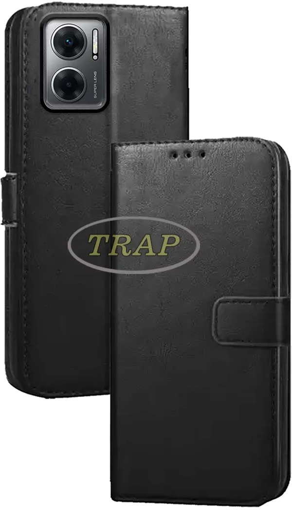 Black_Artificial_Leather_Redmi_11_Prime_5G_Back_Cover