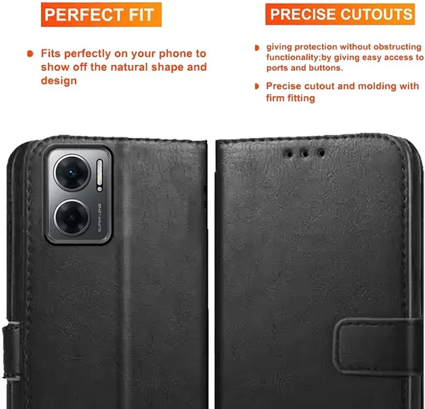 Black_Artificial_Leather_Redmi_11_Prime_5G_Back_Cover