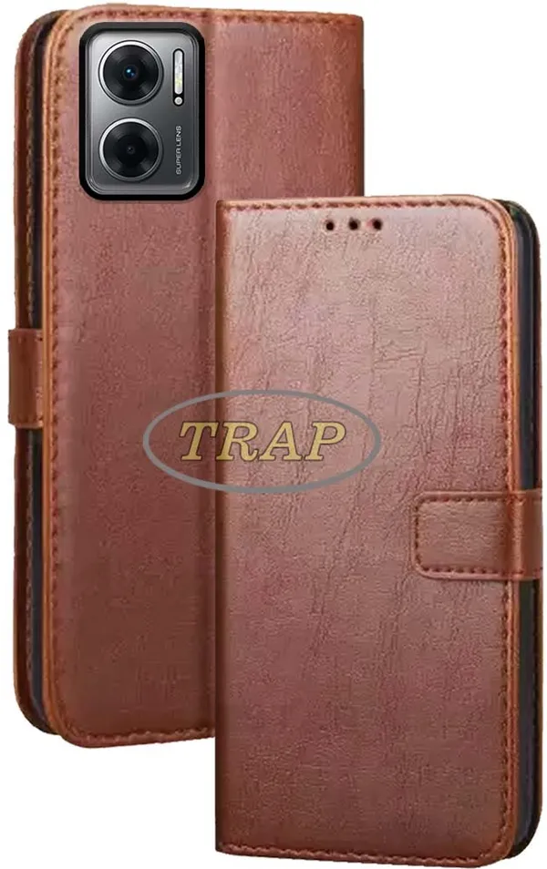 Brown_Artificial_Leather_Redmi_11_Prime_5G_Back_Cover
