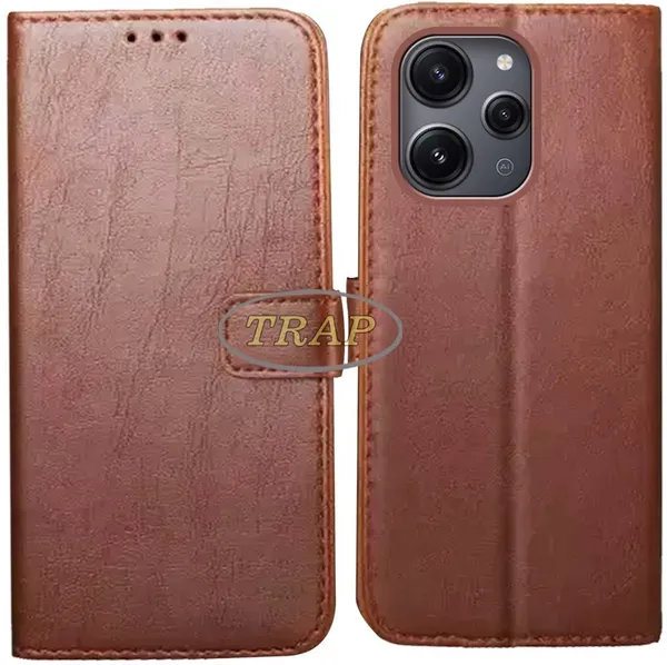 Brown_Artificial_Leather_Redmi_12_4G_Flip_Cover