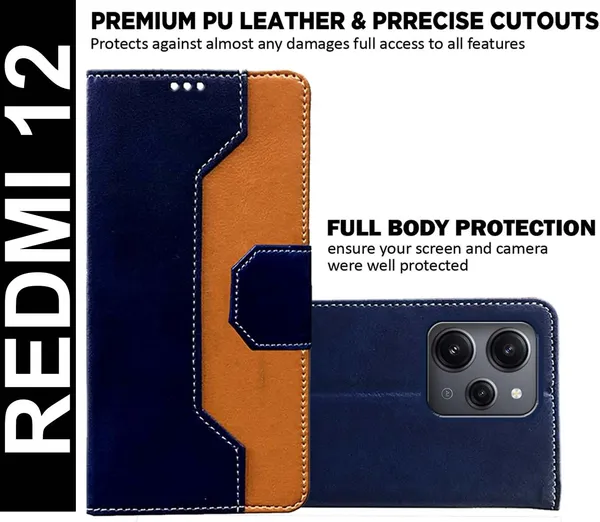 Multicolor_Artificial_Leather_Redmi_12_Back_Cover