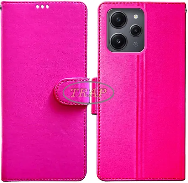Pink_Artificial_Leather_Redmi_12_Back_Cover