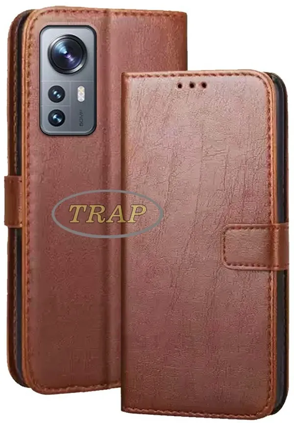 Brown_Artificial_Leather_Redmi_12_Pro_Back_Cover