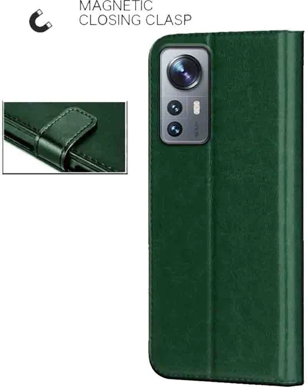 Green_Artificial_Leather_Redmi_12_Pro_Back_Cover
