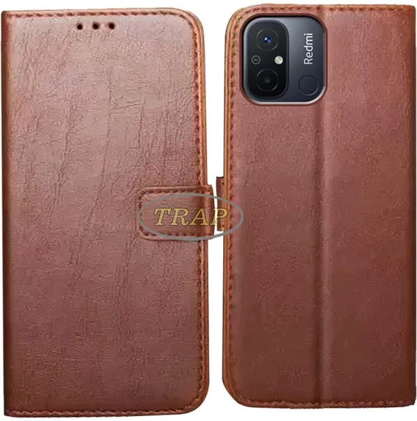 Brown_Artificial_Leather_Redmi_12C&POCO_C55_Back_Cover