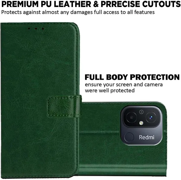 Green_Artificial_Leather_Redmi_12C_Back_Cover