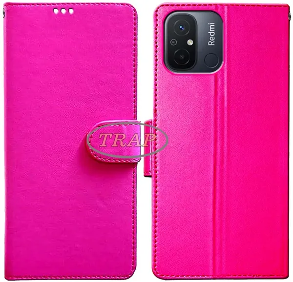 Pink_Artificial_Leather_Redmi_12C&POCO_C55_Back_Cover