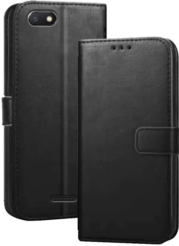 Black_Artificial_Leather_Mi_Redmi_6A_Flip_Cover
