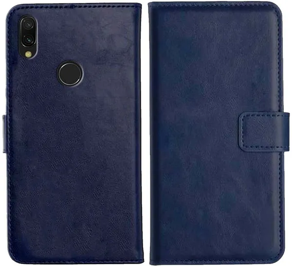 Blue_Leather_Mi_Redmi_7_Flip_Cover