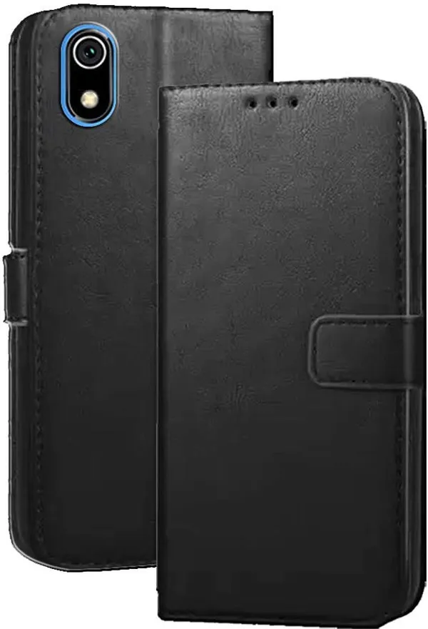 Black_Artificial_Leather_Redmi_7A_Flip_Cover