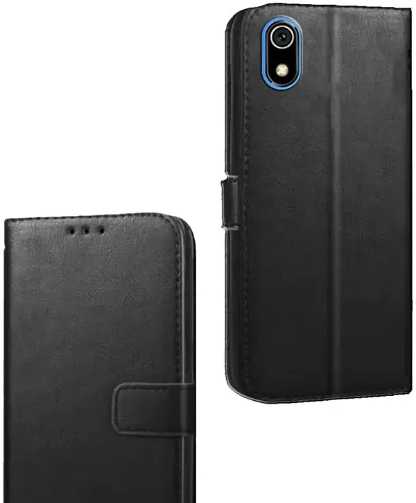 Black_Artificial_Leather_Redmi_7A_Flip_Cover