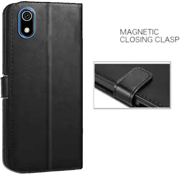 Black_Artificial_Leather_Redmi_7A_Flip_Cover