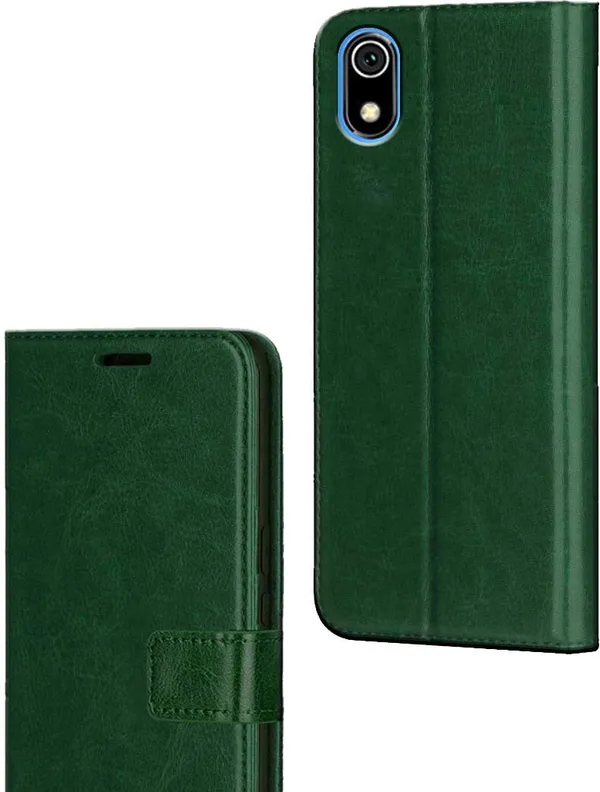 Green_Artificial_Leather_Redmi_7A_Flip_Cover