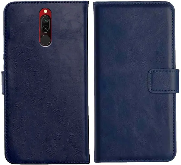 Blue_Leather_Mi_Redmi_8_Flip_Cover