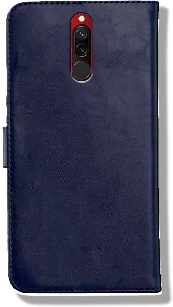 Blue_Leather_Mi_Redmi_8_Flip_Cover