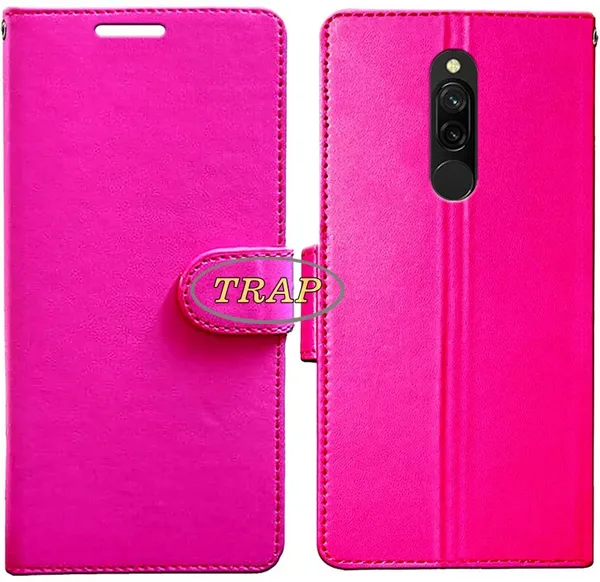 Pink_Artificial_Leather_Redmi_8_Back_Cover