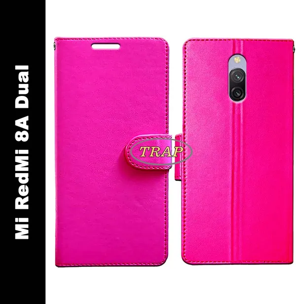 Pink_Artificial_Leather_Redmi_8A_Dual_Back_Cover