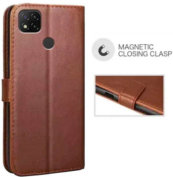 Brown_Artificial_Leather_Redmi_9_Active_Back_Cover