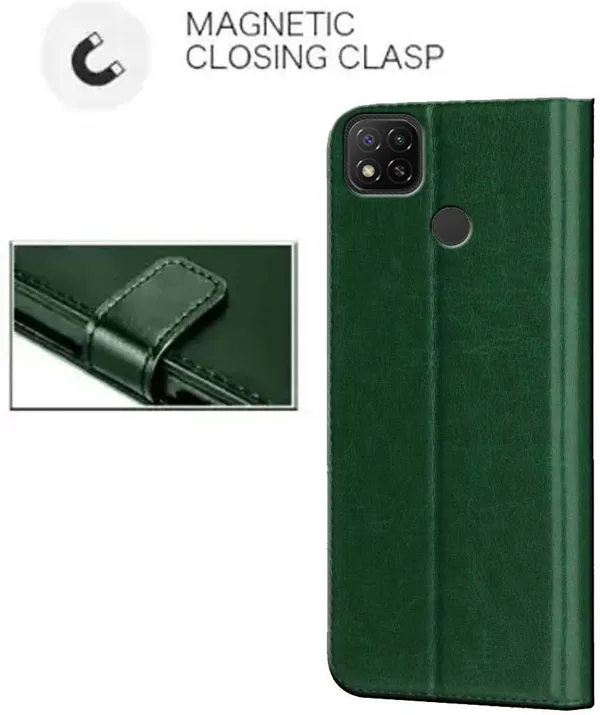 Green_Artificial_Leather_Redmi_9_Active_Back_Cover