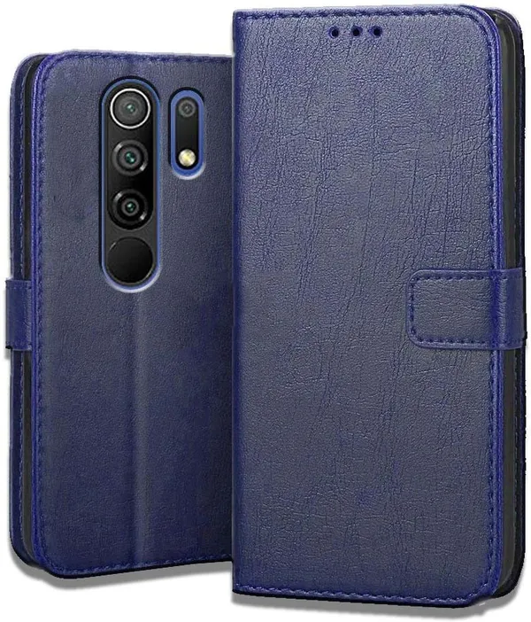 Blue_Leather_Redmi_9_Flip_Cover