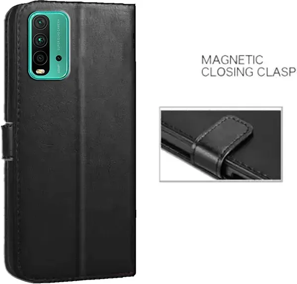 Black_Artificial_Leather_Redmi_9_Power_Flip_Cover