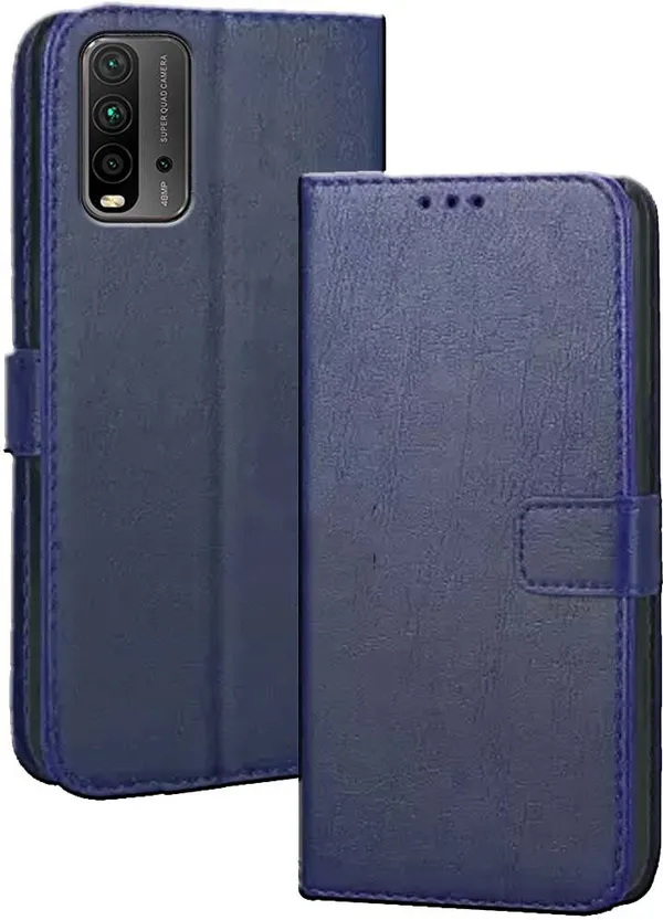Blue_Leather_Redmi_9_Power_Flip_Cover