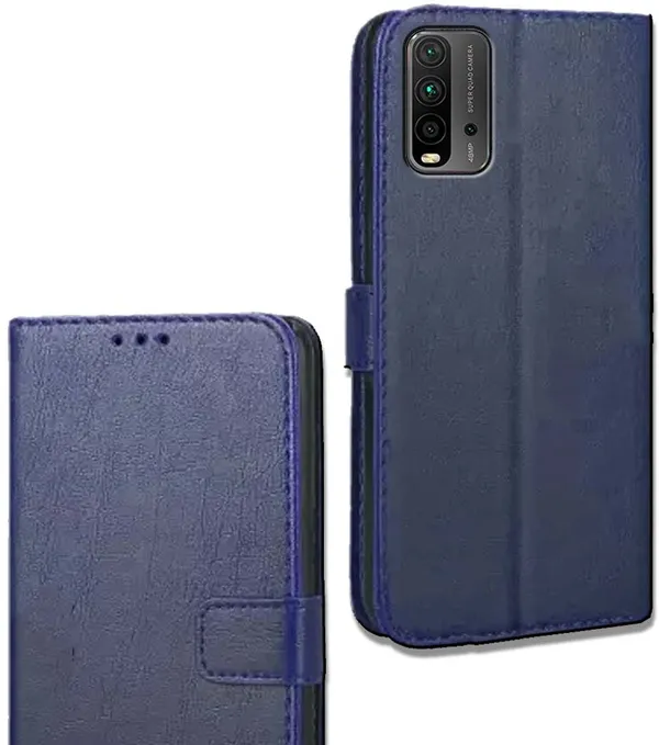 Blue_Leather_Redmi_9_Power_Flip_Cover