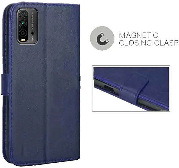 Blue_Leather_Redmi_9_Power_Flip_Cover
