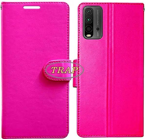 Pink_Artificial_Leather_Redmi_9_Power_Back_Cover