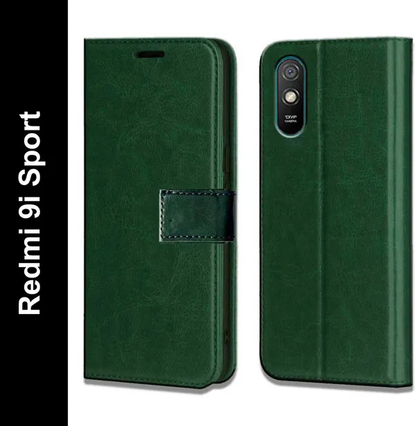 Green_Leather_Redmi_9i&Redmi_9A&Redmi_9i_Sport_Flip_Cover