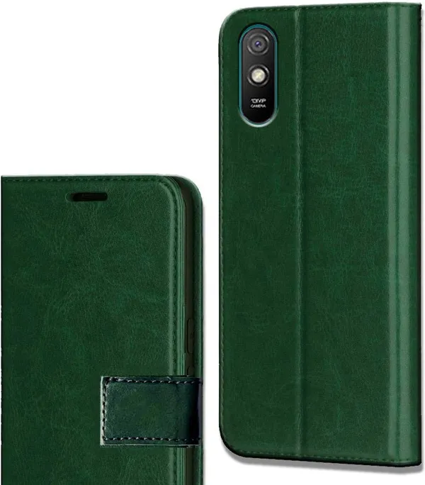 Green_Leather_Redmi_9i&Redmi_9A&Redmi_9i_Sport_Flip_Cover