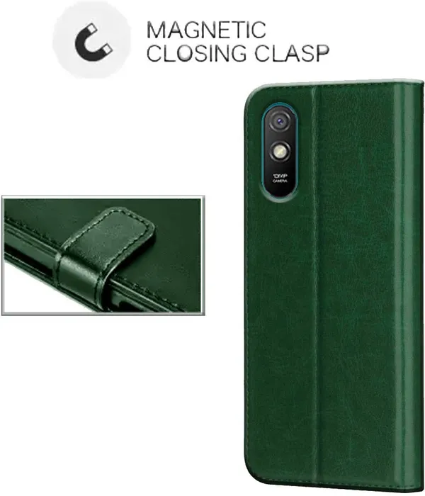 Green_Leather_Redmi_9i&Redmi_9A&Redmi_9i_Sport_Flip_Cover