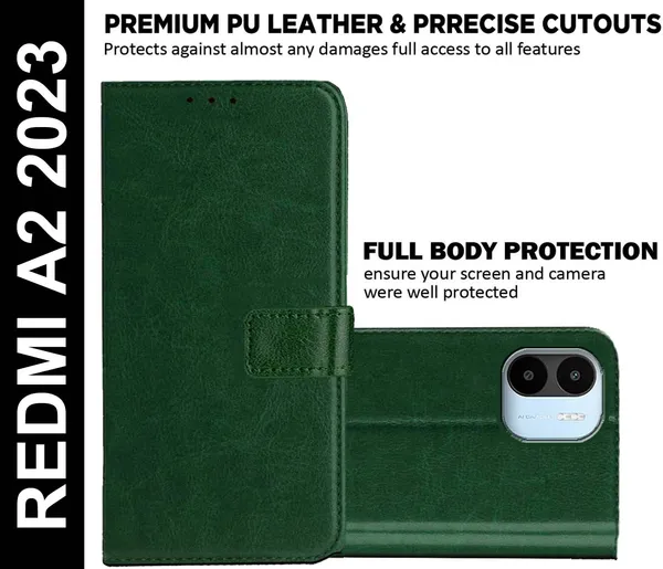 Green_Artificial_Leather_Redmi_A2_2023&Redmi_A1&Redmi_A2_Back_Cover